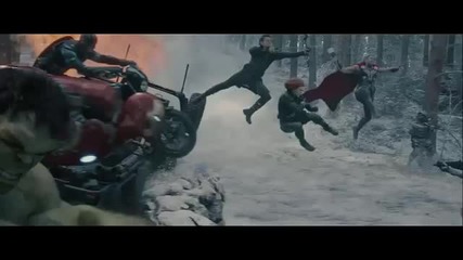 Епичен кадър с отбора от филма Отмъстителите: Ерата на Ултрон (2015)