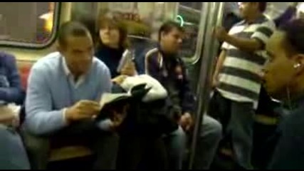 Bugging Out Crazy Latino Flips Out On A Guy On The Train