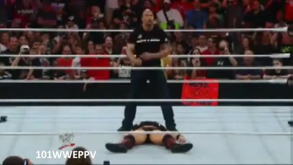 The Rock _rock Bottom_ & People's Elbow on The Miz after Raw 3_19_12