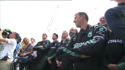 Награждаването на Хамилтън, Розберг и Ботас