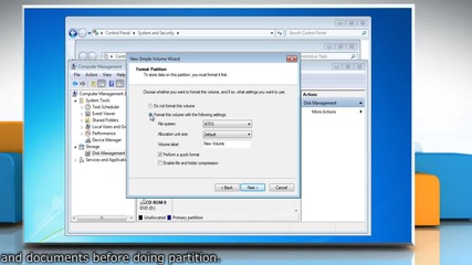 How to create and format a partition on a Windows® 7-based Pc?