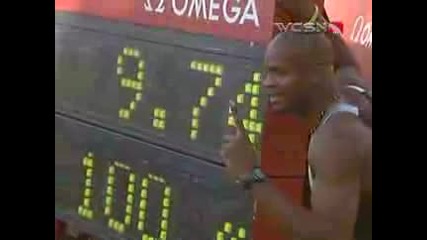 Powell Breaks Own Record 100 Meters