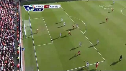 Liverpool - Manchester United 1 - 0 Голът на Dirk Kuyt 