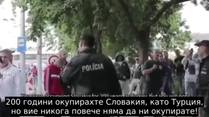 Народно посрещане на мигранти ислямисти в Словакия - видео