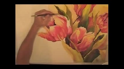 Рисуване на лалета с водни бои 