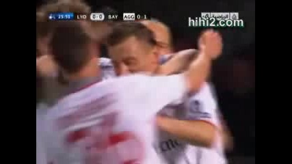 Байерн Мюнхен първия гол в Лион - вторият етап полуфинал 2010 - Олич 