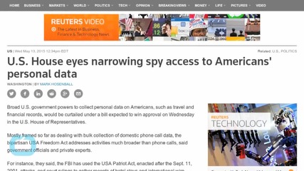 U.S. House Eyes Narrowing Spy Access to Americans' Personal Data