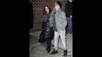 Justin Bieber And His Mom Leaving The David Letterman Show