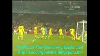 Arsenal vs Villareal 3 - 0 Champions League - Theo Walcott Adebayor Van Persie Goals
