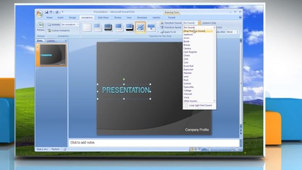 Microsoft® Powerpoint 2007: How to animate text in presentation on Windows® Xp?