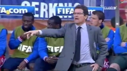 Вижте как Ф. Капело удря своя помощник във мача срещу Словакия 