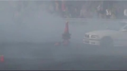 Beemer goes up in smoke doing 14 donuts in 60 seconds