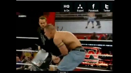 cm punk attacks cena with chair after cenas match Wwe Raw 