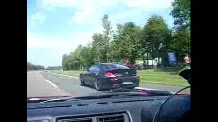 Bmw M6 G Power playing with a Ferrari 355 spider. 