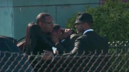 Whitney Houston Funeral - Bobby Brown comforts friend at fun-1