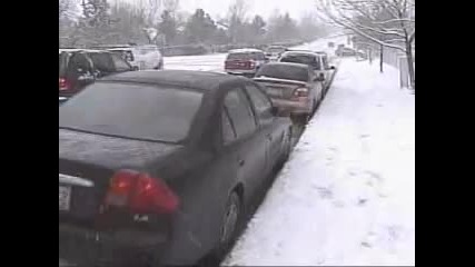 Cars crashing snow 