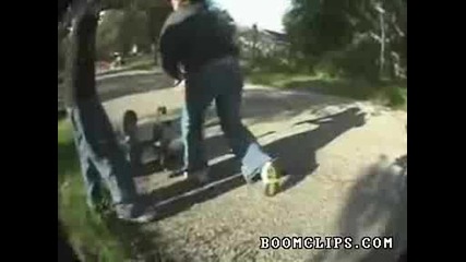 girl wipes out in office chair