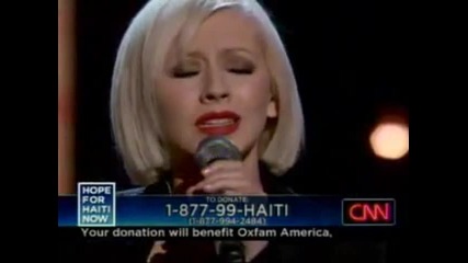 За първи път! Christina Aguilera - Lift Me Up на живо от концерта за жертвите в Хаити! + Превод 