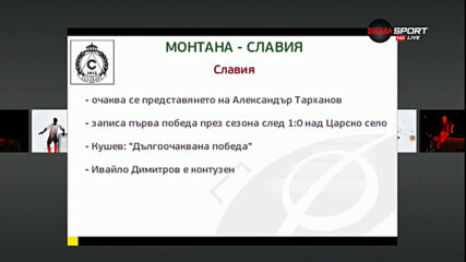 Тежко гостуване на Славия в Монтана