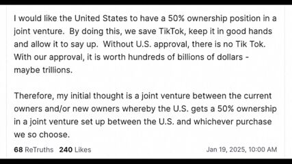 Тръмп предлага САЩ да придобият 50% от TikTok