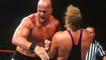 British Bulldog & Owen Hart vs. Shawn Michaels & “Stone Cold” Steve Austin – World Tag Team Titles Match: Raw, May