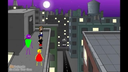 barney pushes Eric off the rooftop-grounded