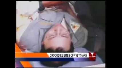 Крокодил ухапва ot разстояние ръкаta Ha Ветеринарen лекар 