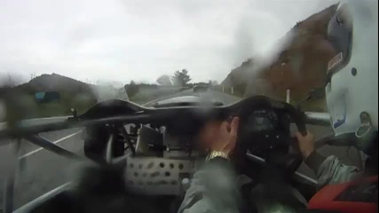 Ariel Atom 3, Lamborghini, mountain road and rain