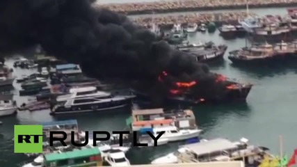 Hong Kong: Huge fire breaks out in Victoria Harbour