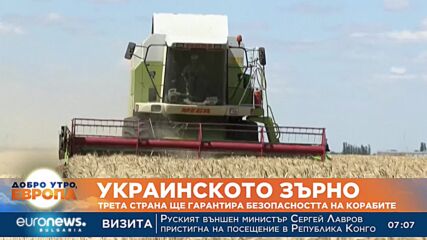 Украинското зърно: Трета страна ще гарантира безопасността на корабите