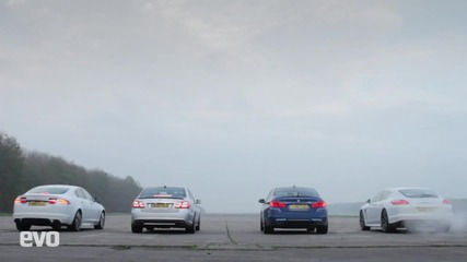 Bmw M5 v Porsche Panamera S v Mercedes E63 Amg v Jaguar Xfr - 1000m Drag Race