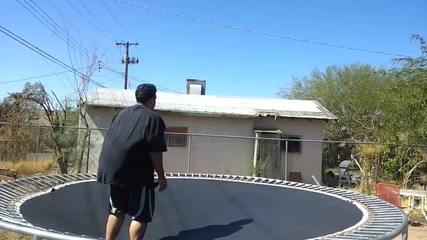 fat boy breaks trampoline