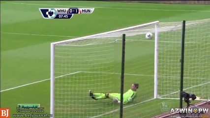 Wayne Rooney Amazing 55 yard Volley Goal vs West Ham 22.03.2014