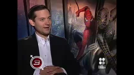 Звездата Тоби Магуайър дава интервю за филма си Спайдър - Мен 3 (2007)