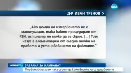 СПОР МЕЖДУ РЗИ, СЪДА И ЦЪРКВАТА: Много шум ли вдига камбаната в храм "Св. Георги" в Първомай?