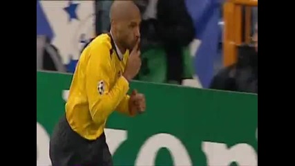 Henry scores against Real Madrid-- Amazing goal!