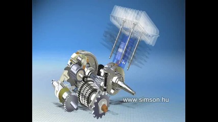 Simson M541 - сбор и работа на двигателя - анимация 