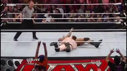 Randy Orton reverses a Slingshot Flying Shoulder Block into a Rko!