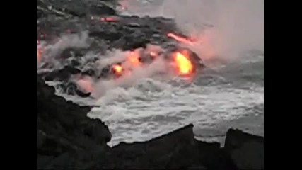 Lava flow into ocean
