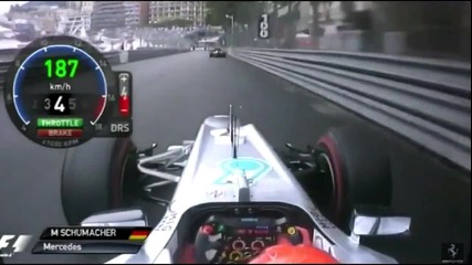 F1 Onboard обиколка с Михаел Шумахер в Монако 2012