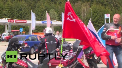 Czech Republic: See the Night Wolves' replica of the Soviet Reichstag flag