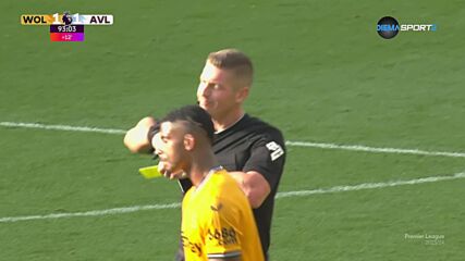 Wolverhampton Wanderers FC with a Red Card vs. Aston Villa