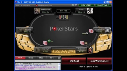 Pot limit Omaha 50-100 Usd