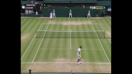 Roger Federer Hits The Net Three Times and Wins The Point - Wimbledon 2009