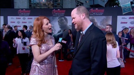 Режисьорът Джос Уидън дава интервю на премиерата на филма си Отмъстителите: Ерата на Ултрон (2015)
