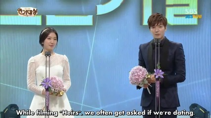 2013 S B S Drama Awards Best Couple Lee Min Ho & Park Shin Hye (бг превод) ( The Heirs )