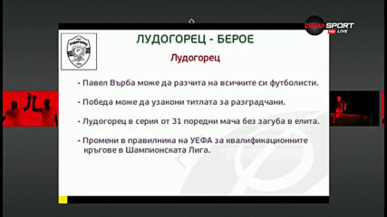 Лудогорец излиза срещу Берое за 9-та поредна титла