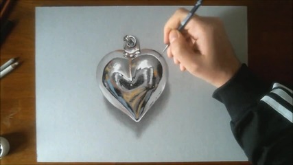 Страхотна 3d рисунка на метално сърце!