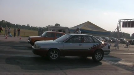 Audi 90 Quattro Turbo 800 Hp Vs. Lada V6 Turbo Drag Race