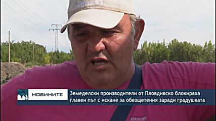 Земеделски производители от Пловдивско блокираха главен път с искане за обезщетения заради градушка